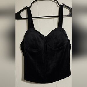 Velour Corset Style Top, XL, Black